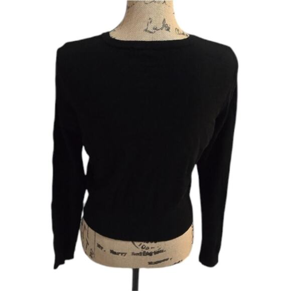 Whbm white house black market black Faux Pearl Snap Cardigan Sweater Size Medium - Picture 2 of 7